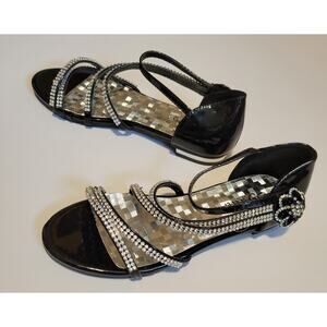 Open-toe Rhinestone Flat Sandals by Forever Nora - Women's Size 7